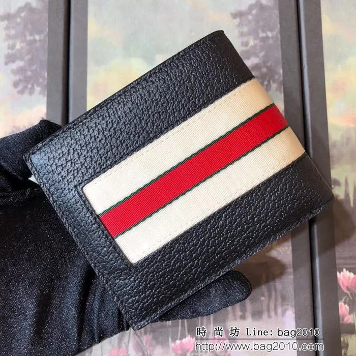 GUCCI古馳 專櫃同步 提花條紋 男士雙折皮夾 408827 克豬紋皮新帶 WTG1930